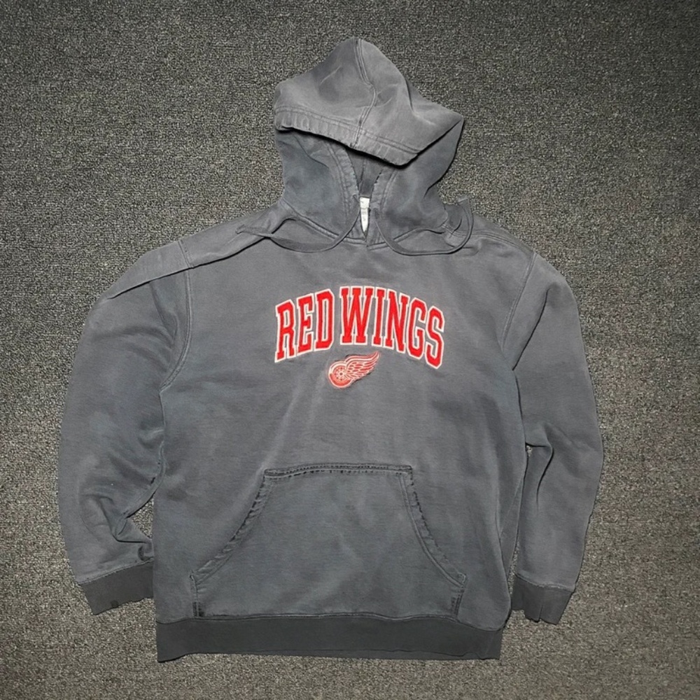 vintage Detroit redwings embroidered spell out nhl hockey hoodie size large